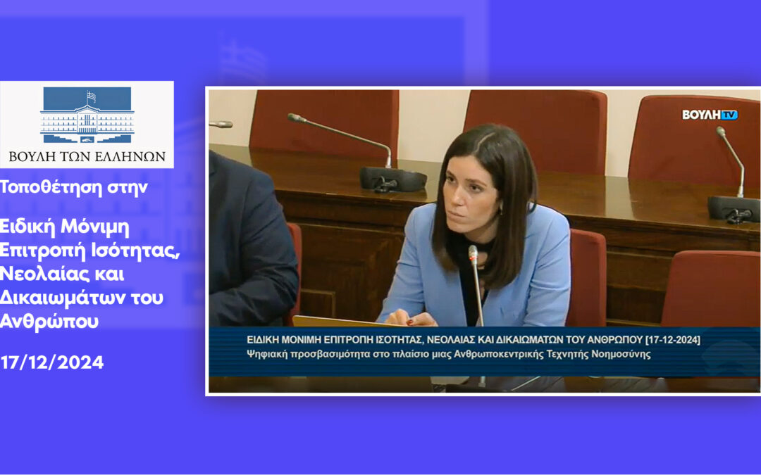 Ειδική Μόνιμη Επιτροπή Ισότητας, Νεολαίας και Δικαιωμάτων του Ανθρώπου. 17-12-2024