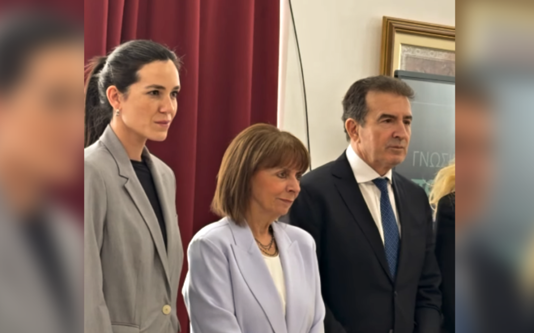 Στην εκδήλωση της Ελληνικής Αστυνομίας για τη γυναίκα, μαζί με την Κατερίνα Σακελλαροπούλου και τον Μιχάλη Χρυσοχοΐδη